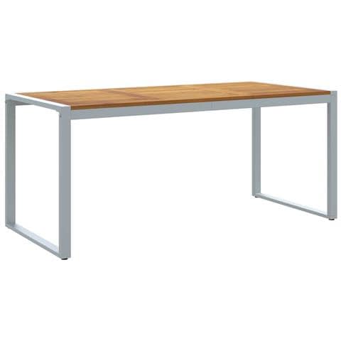 Tavolo da pranzo all'aperto Grigio 180x90x75 cm Acciaio e Legno Massello di Acacia - Foto 1