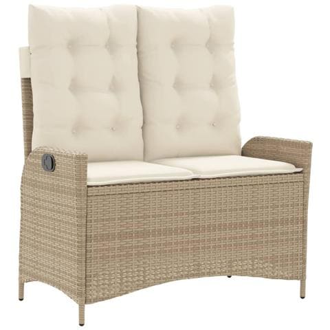 Panca Reclinabile da Giardino con Cuscini Beige in Polyrattan - Foto 1