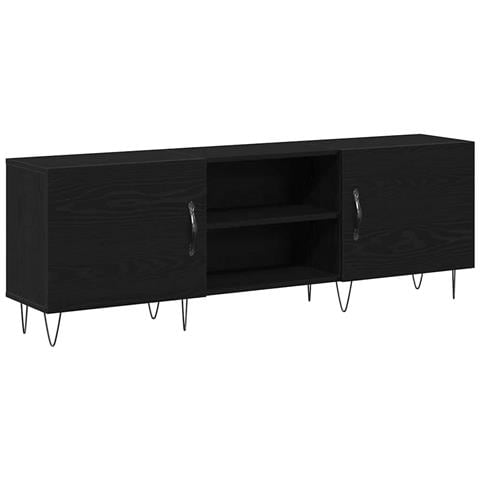 Mobile TV  Nero Rovere 150x30x50 cm Legno ingegnerizzato - Foto 1