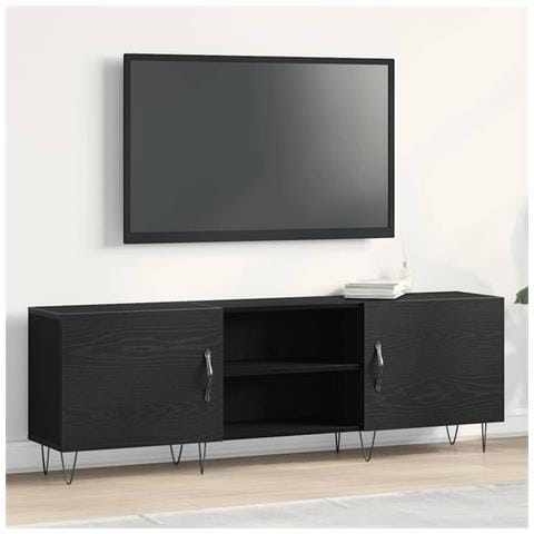 Mobile TV  Nero Rovere 150x30x50 cm Legno ingegnerizzato - Foto 2