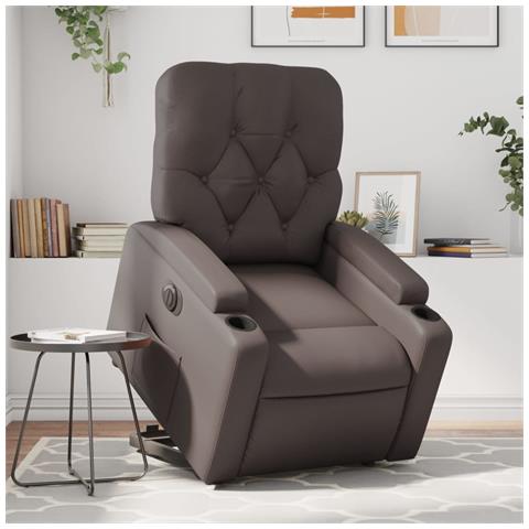 Poltrona Alzapersona Reclinabile Marrone in Similpelle - Foto 2