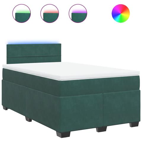 Giroletto a Molle con Materasso Verde Scuro 120x190 cm Velluto - Foto 1