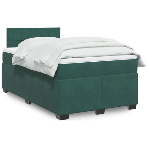 Giroletto a Molle con Materasso Verde Scuro 120x190 cm Velluto - Foto 2