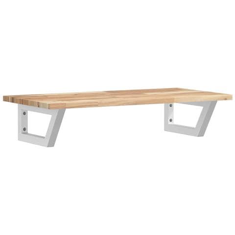 Ripiano A Parete Per Lavabo In Acciaio E Massello Di Acacia - Foto 1