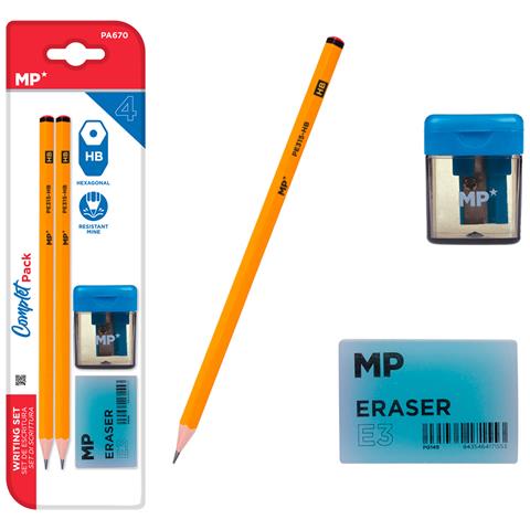 Set Di Scrittura: 2 Matite Hb, 1 Temperino Con Deposito E Una Gomma. - Foto 1