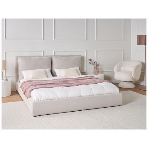 Letto Tessuto Bajonna 180 X 200 Cm Beige - Foto 1