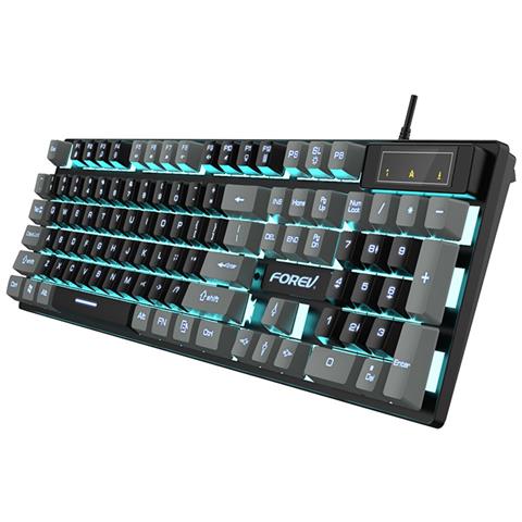 Tastiera Gaming Compatibile Con Logitech, Cablata Retroilluminata Sensazione Meccanica Black+grey - Foto 2