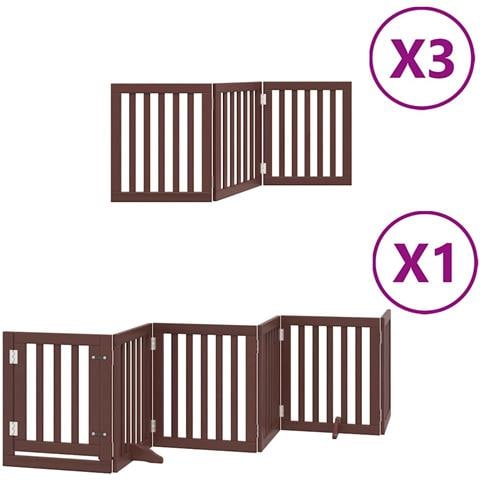 Cancello Cani Porta Pieghevole Marrone 15 Pannelli 750cm Pioppo - Foto 1
