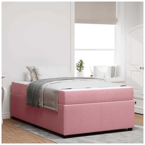 Struttura letto con materasso Rosa 120 x 190 cm Velluto - Foto 2