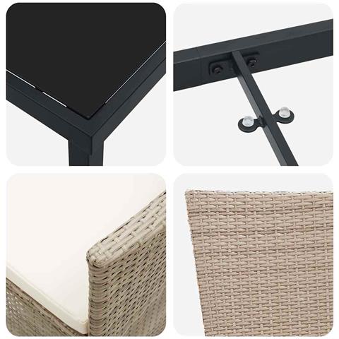 Set da Pranzo per Giardino con cuscino 5 pcs Beige polyrattan - Foto 9