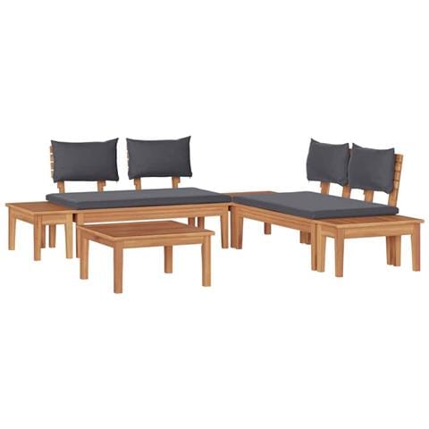 Set Panchina da Giardino con cuscino 3 pcs Marrone e Grigio - Foto 1