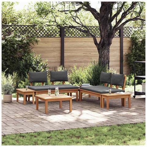 Set Panchina da Giardino con cuscino 3 pcs Marrone e Grigio - Foto 2