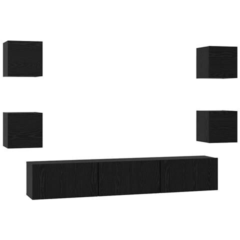 Set mobile TV 7 pcs Rovere nero Media 180 x 30 x 30 cm - Foto 1