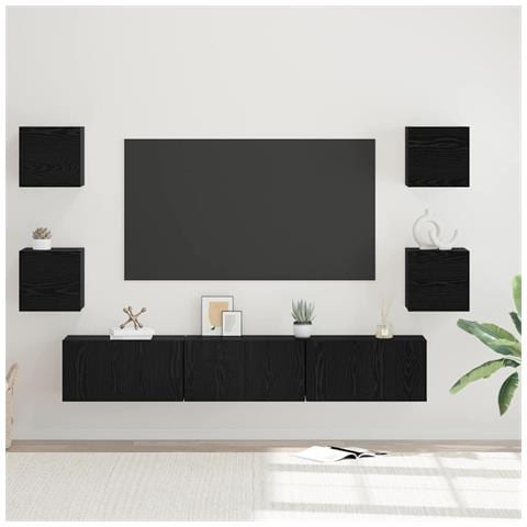 Set mobile TV 7 pcs Rovere nero Media 180 x 30 x 30 cm - Foto 2