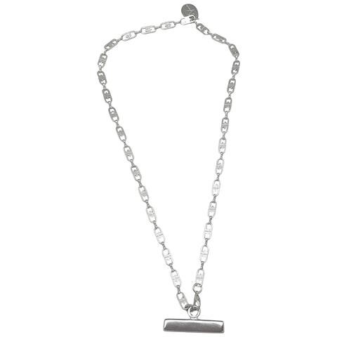Collana Con Catena A Barre In Ottone Argentato 10µ - Foto 1