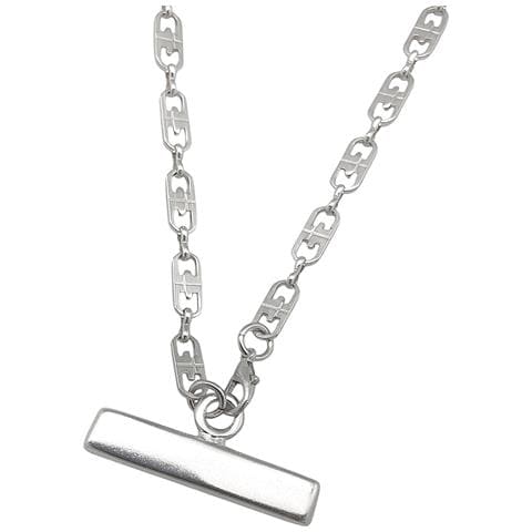 Collana Con Catena A Barre In Ottone Argentato 10µ - Foto 5