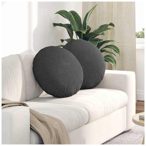 Cuscini per Seduta 2 pcs Grigio scuro Ø 50 cm Tessuto in Cords - Foto 2