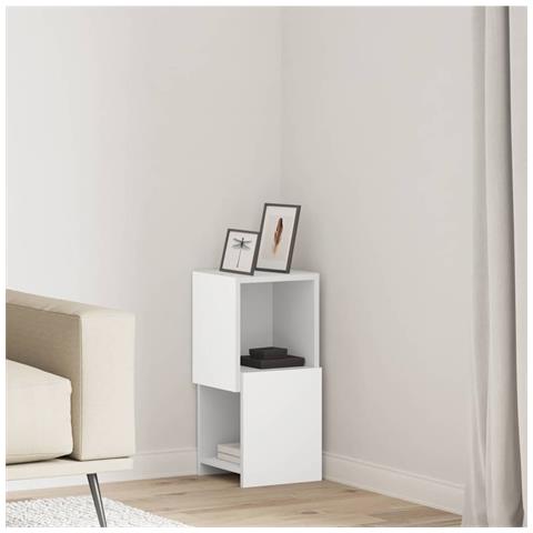 Mobile angolare Bianco 25,5x25x55cm Legno multistrato - Foto 2