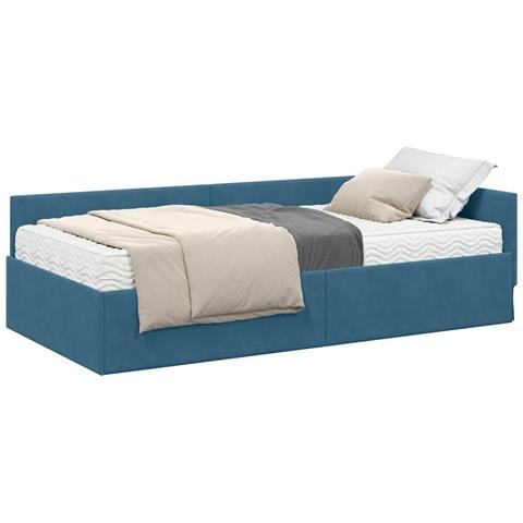 Struttura Letto Angolare con Materasso Altro 2 pcs Blu Velluto - Foto 1