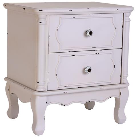 Tavolino In Legno Bianco Invecchiato Con 2 Cassetti 50x36x55h Cm - Foto 1