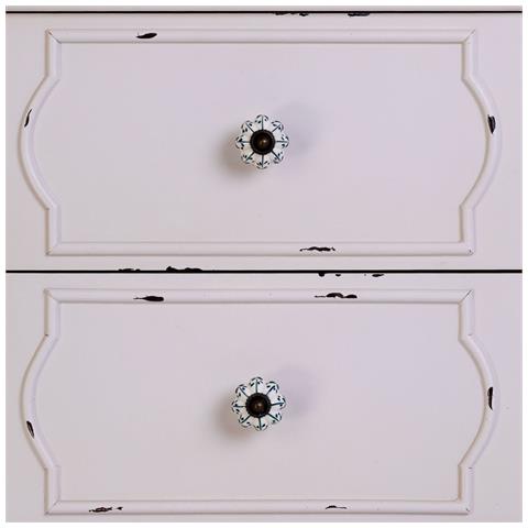 Tavolino In Legno Bianco Invecchiato Con 2 Cassetti 50x36x55h Cm - Foto 7