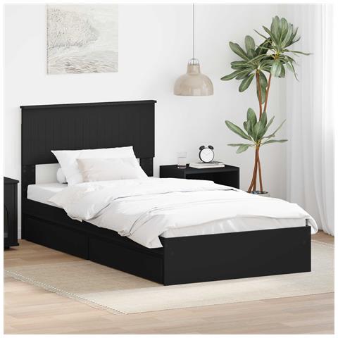 Letto con Contenitore Nero 100 x 200 cm Legno multistrato - Foto 2