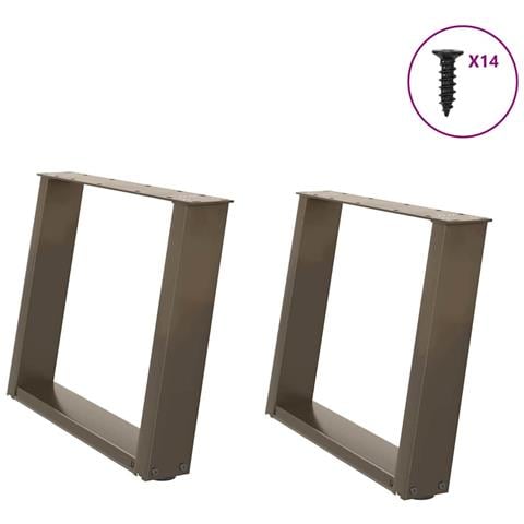 Gambe per Tavolino da Caffè a Forma di U 2 pz Acciaio Naturale 70x (42-43) cm Acciaio - Foto 1