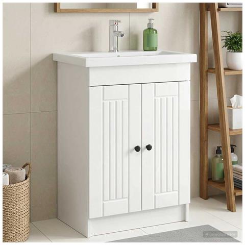 Mobiletto da bagno sotto il lavello Bianco Lucido - Foto 2