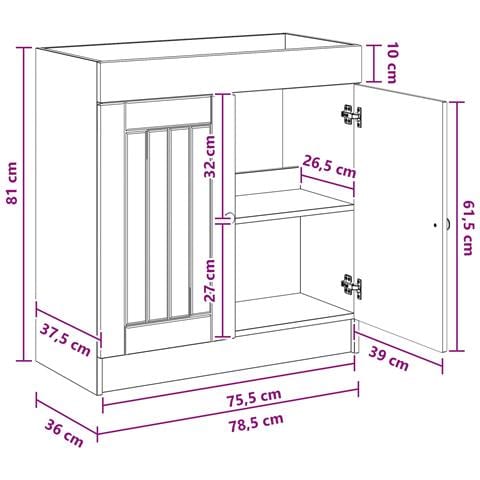 Mobiletto da bagno sotto il lavello Bianco Lucido - Foto 9