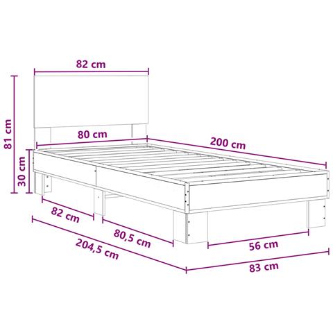 Struttura letto con testata Rovere Sonoma 80 x 200 cm - Foto 8
