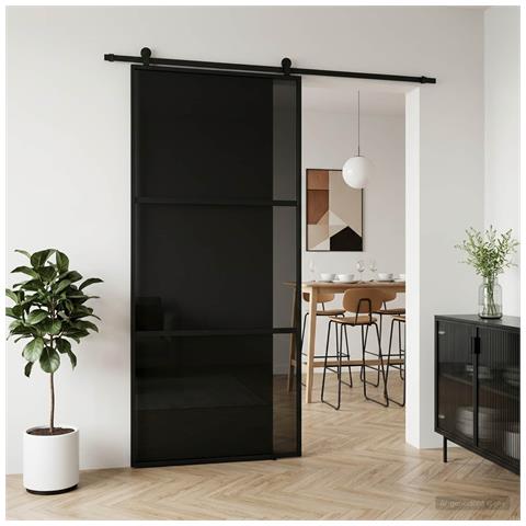 Porta scorrevole 102 x 205 cm Vetro Temperato e Alluminio - Foto 2