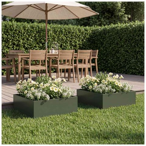 Vaso da giardino 2 pz Verde Oliva 40 x 40 x 20 cm - Foto 2
