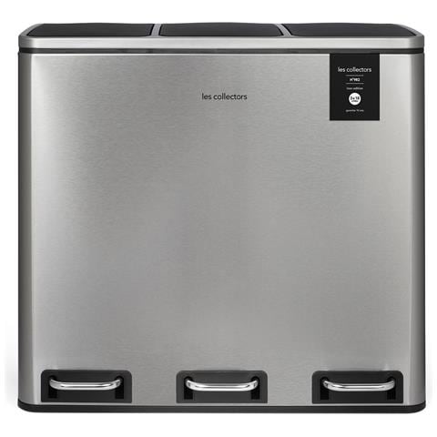 Pattumiera A Pedale In Acciaio Inox Spazzolato, 54 L, 3 Scomparti 18l, Argento - Foto 1