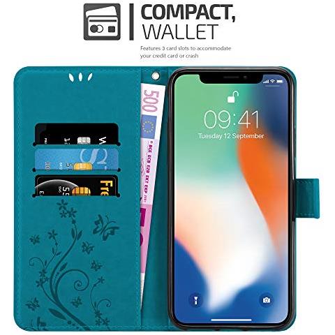 Cadorabo Custodia Compatibile Con Apple Iphone Xr In Blu Fiore - Coperchio Protettivo In Design Floreale Con Chiusura Magnetica, Funzione Stand E Slot Per Carte - Foto 2