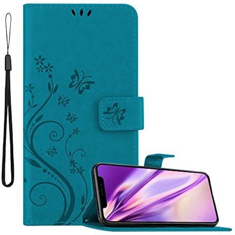 Cadorabo Custodia Compatibile Con Apple Iphone Xr In Blu Fiore - Coperchio Protettivo In Design Floreale Con Chiusura Magnetica, Funzione Stand E Slot Per Carte - Foto 1