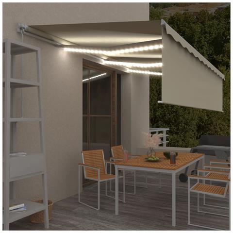 Tenda da Sole Retrattile Manuale con LED 6x3 m Crema - Foto 7