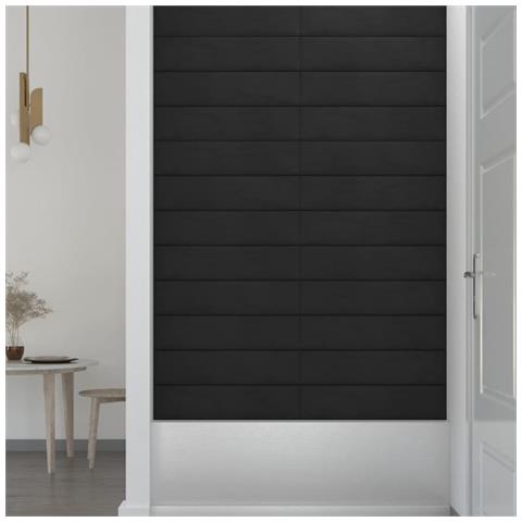 Pannelli Murali 12 Pz Neri 60x15 Cm Velluto 1,08 M - Foto 2