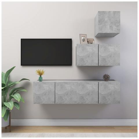 Set Porta Tv 4 Pz Grigio Cemento In Truciolato - Foto 10