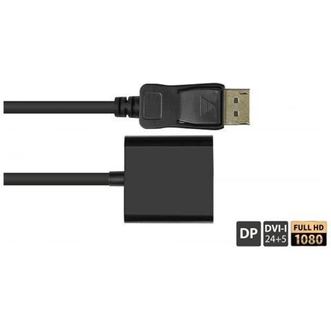 Alcasa Dp-ad10 Cavo E Adattatore Video 0,2 M Displayport Dvi-i Nero - Foto 3