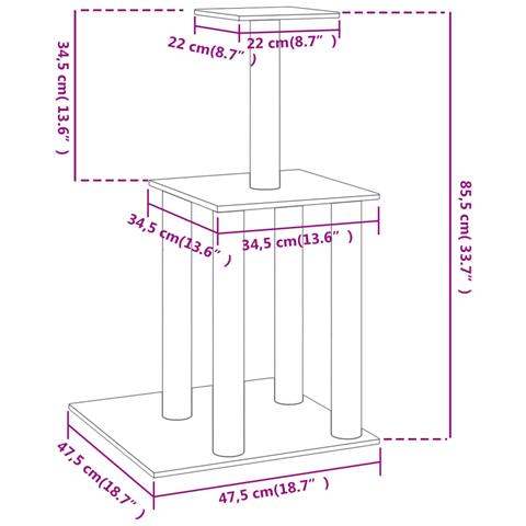 Albero Per Gatti Con Tiragraffi In Sisal Crema 85,5 Cm - Foto 4