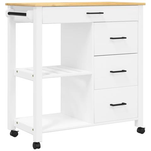 Carrello Da Cucina Monza 84x40x90 Cm In Legno Massello Di Pino - Foto 2