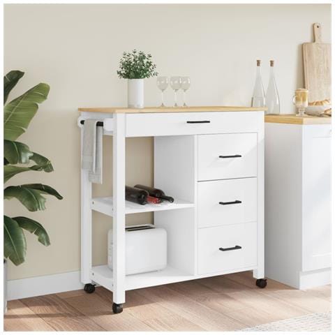 Carrello Da Cucina Monza 84x40x90 Cm In Legno Massello Di Pino - Foto 3