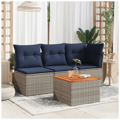 Tavolo Da Giardino Grigio 55x55x37 Cm Polyrattan E Legno Acacia - Foto 3