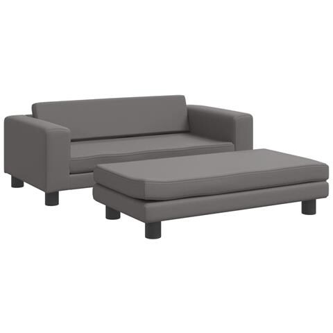 Divano Bambini Con Poggiapiedi Grigio 100x50x30 Cm Similpelle - Foto 2