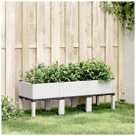 Fioriera Da Giardino Con Gambe Bianco 120x40x42 Cm In Pp - Foto 1