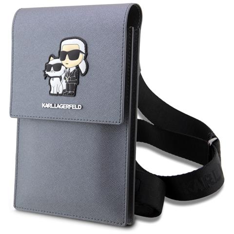 Borsa Porta Pc Saffiano Karl E Choupette Nft, Grigio - Foto 1