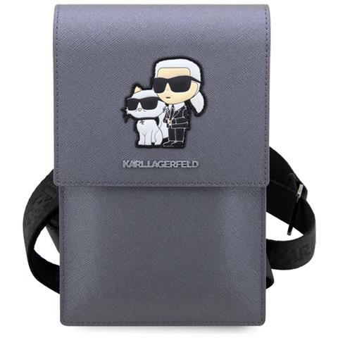 Borsa Porta Pc Saffiano Karl E Choupette Nft, Grigio - Foto 2