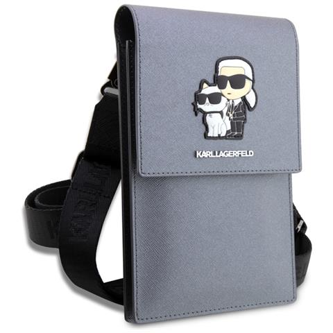 Borsa Porta Pc Saffiano Karl E Choupette Nft, Grigio - Foto 3