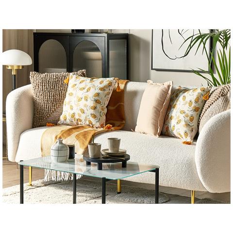 Set Di 2 Cuscini Abutilon 45 X 45 Cm Beige Trama Floreale - Foto 1