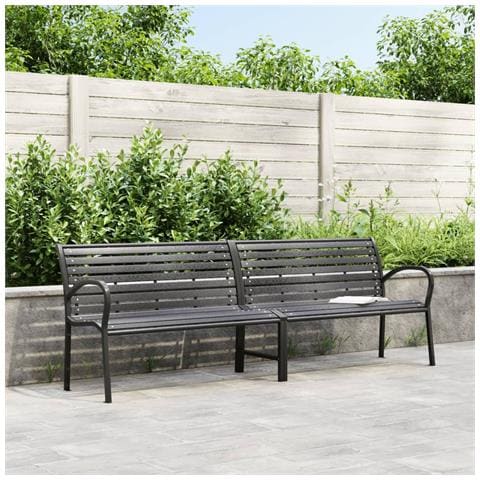 Panca da Giardino Doppia 231 cm in Acciaio e WPC - Foto 3